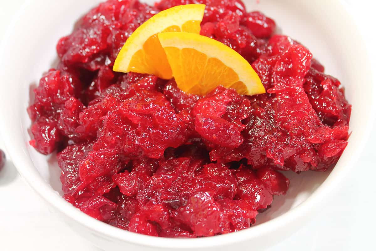 Closeup of homemade cranberry sauce.