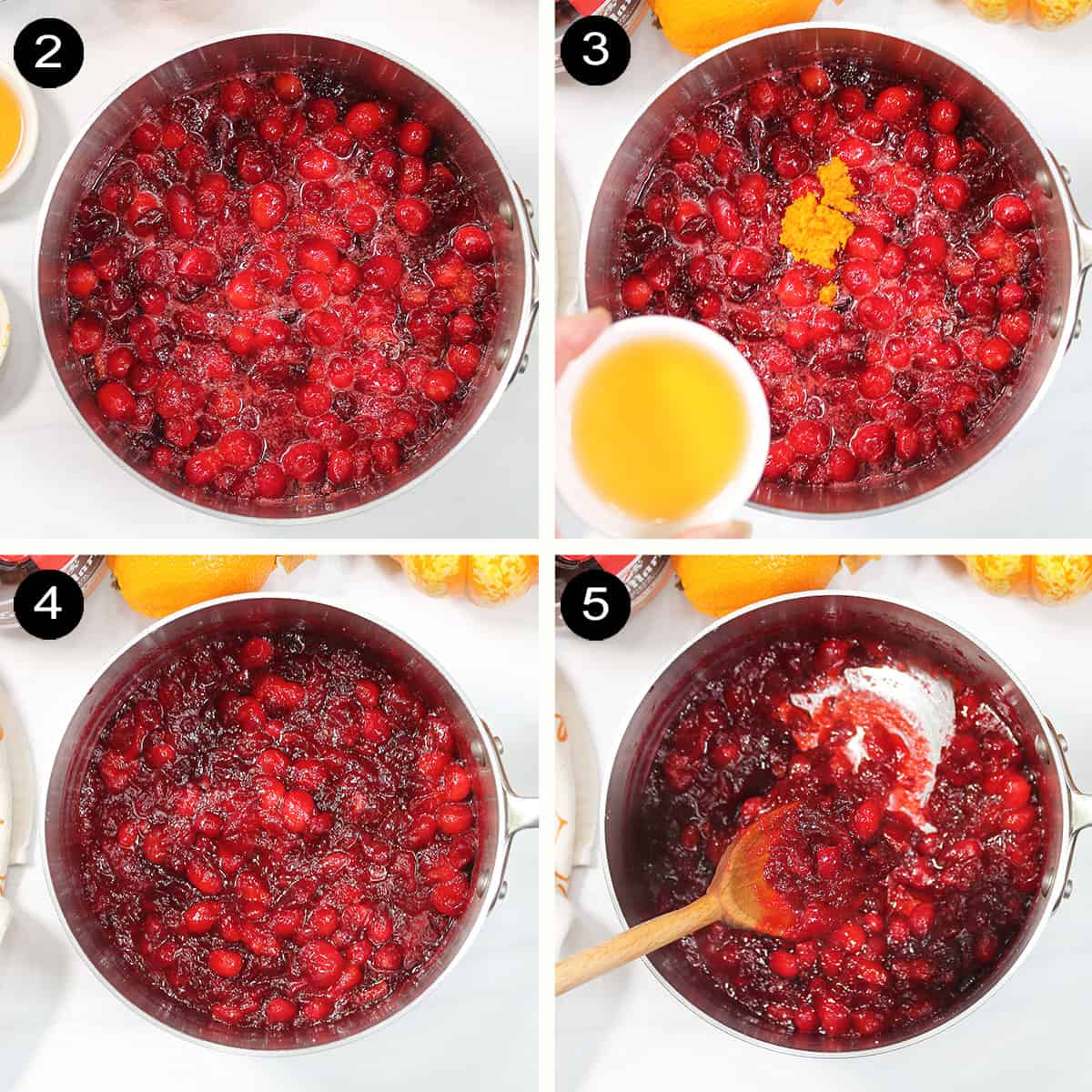 Finishing steps to make cranberry sauce.