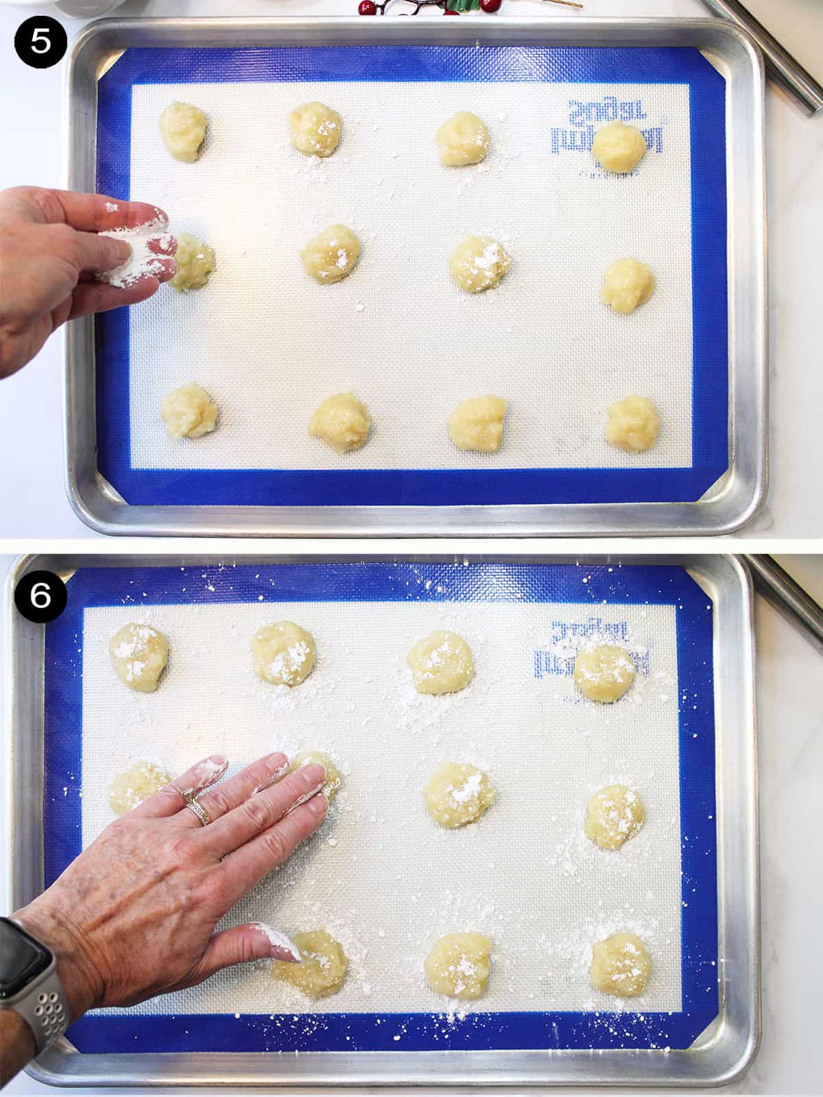 Preparing cookies for baking.