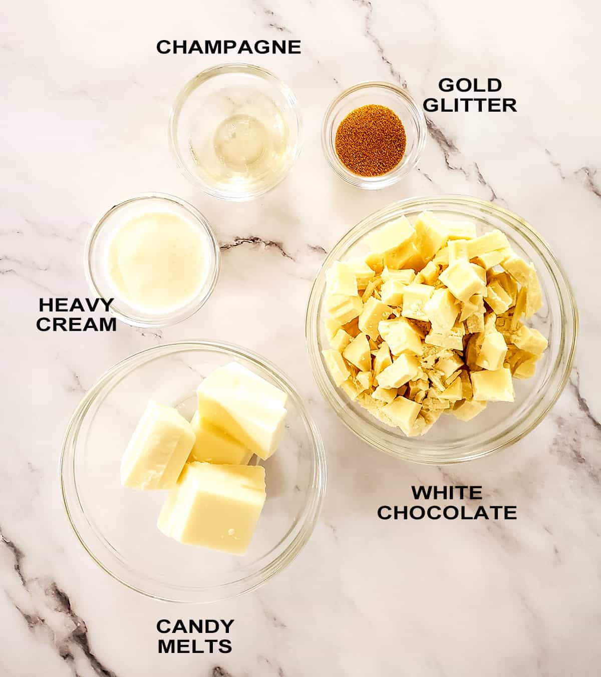 White chocolate truffles ingredients.