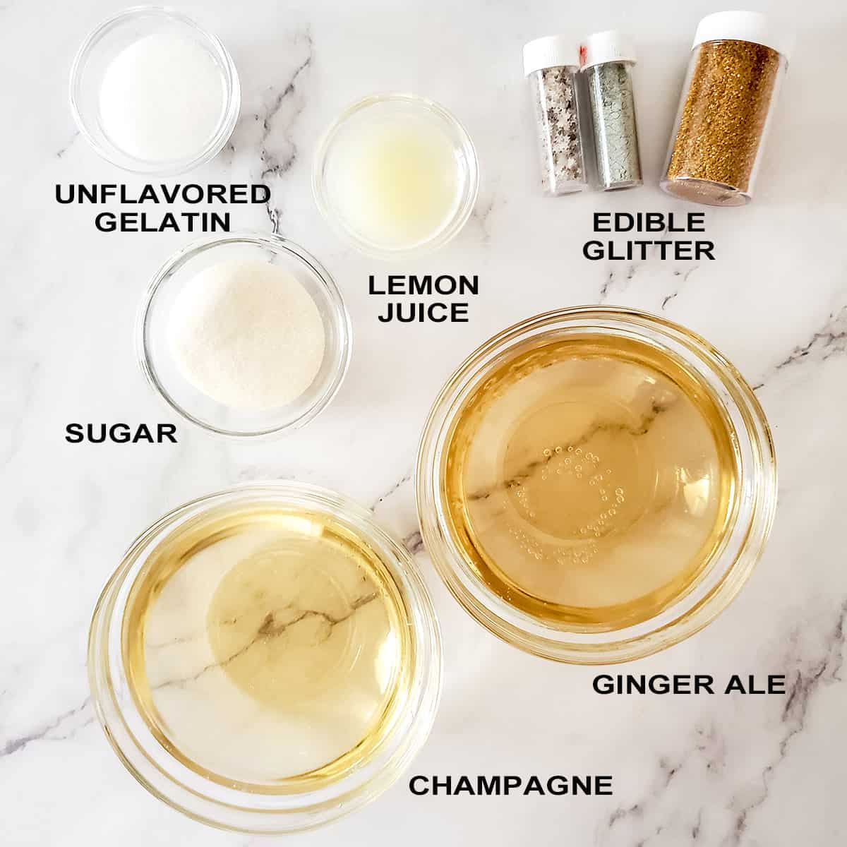 Champagne jello shots ingredients.