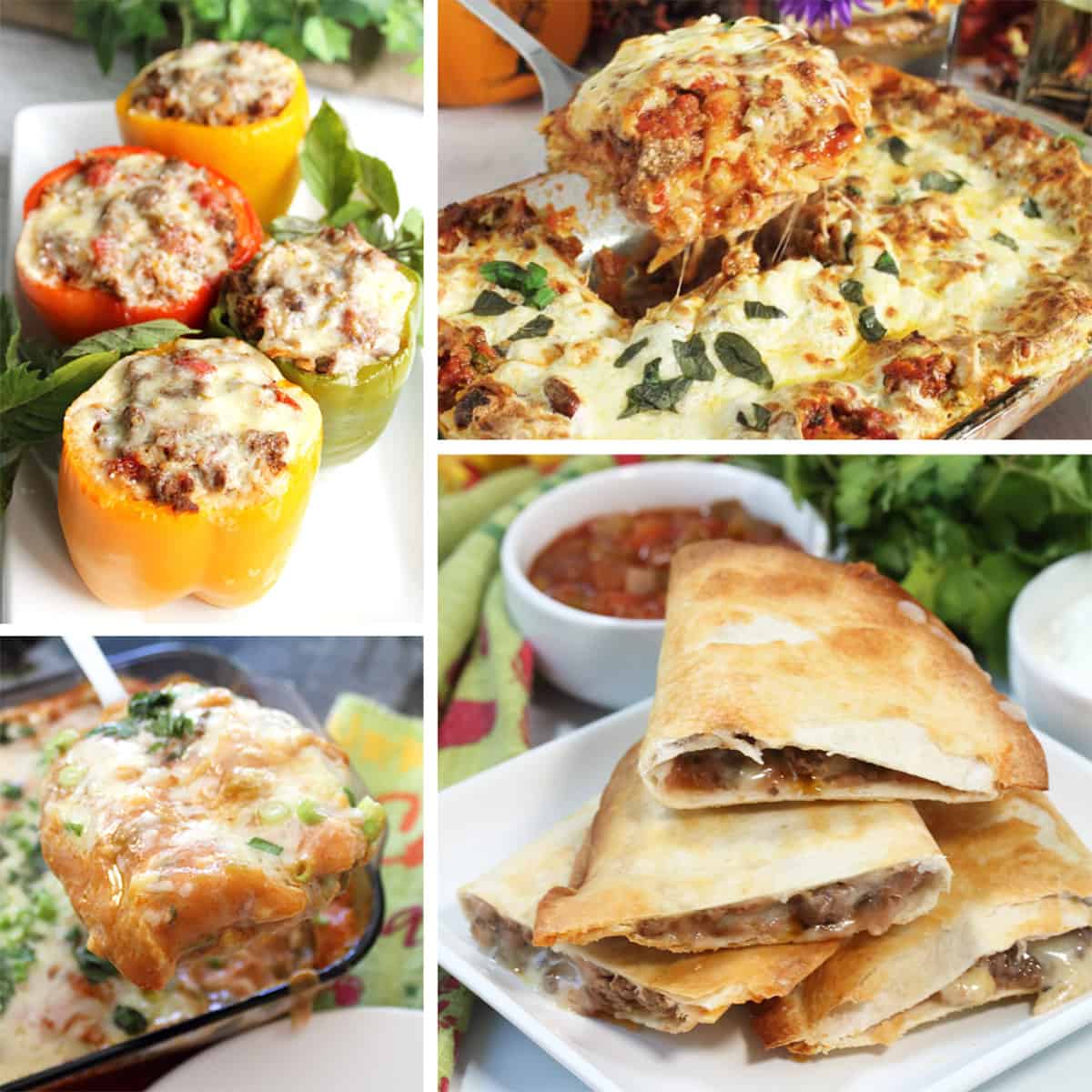 Collage of ground beef dinner ideas.