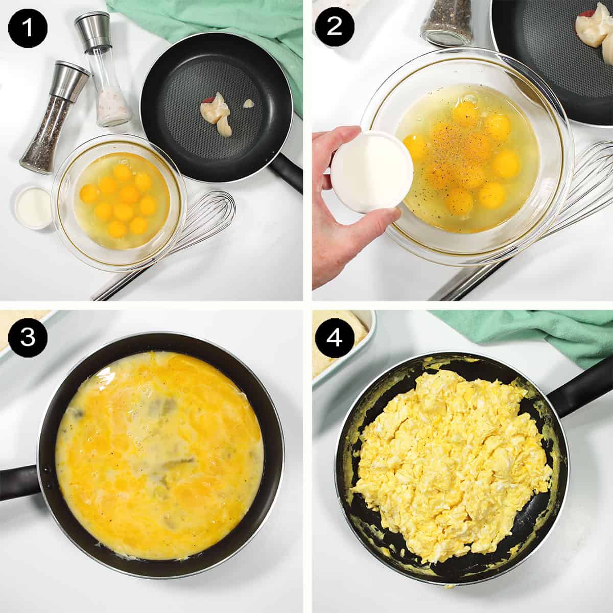 Making scrambled eggs.