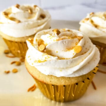 Single cupcake with sprinkles.