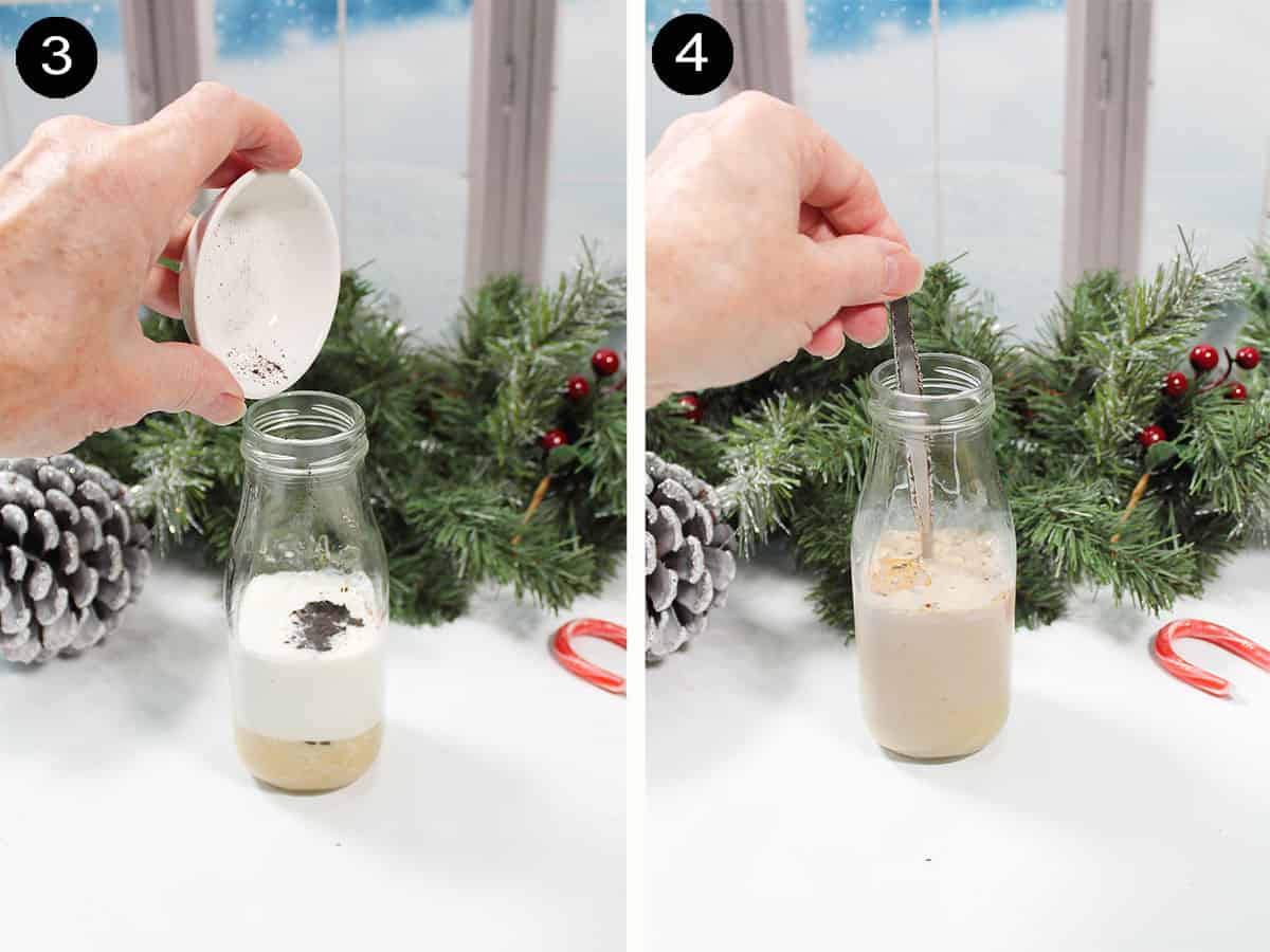 Steps 3-4 to make flavored coffee creamer.