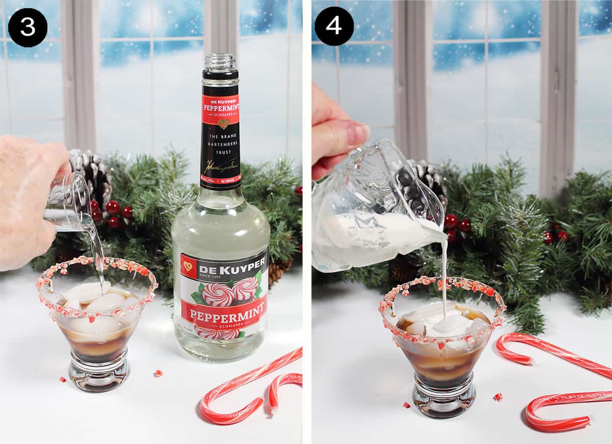 Steps 3-4 to mix Christmas cocktail.