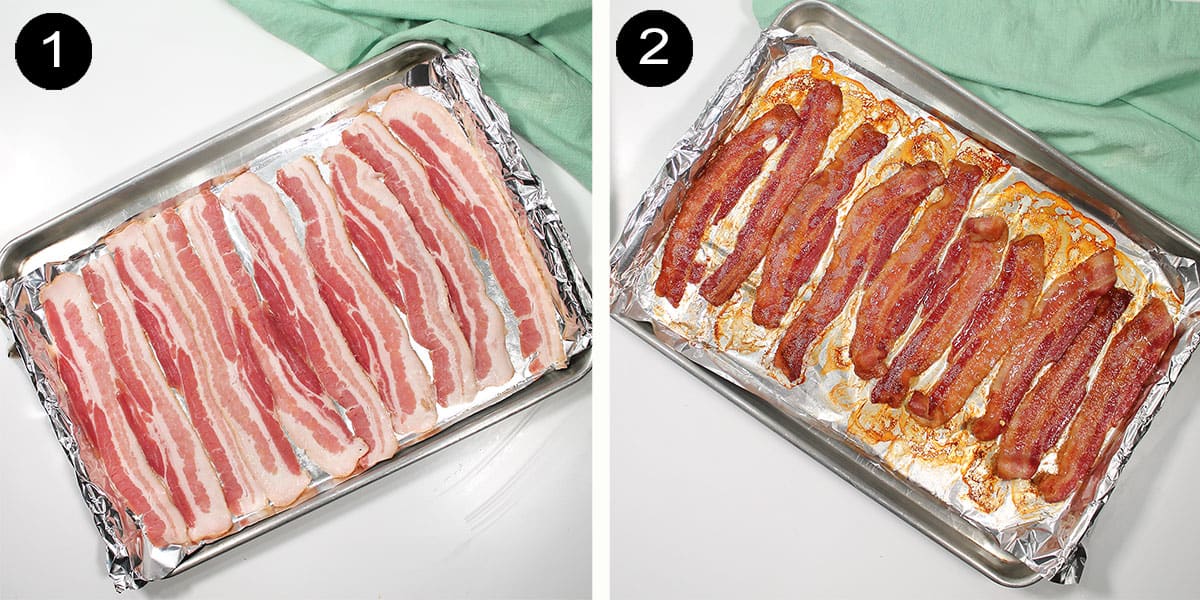 Steps to oven fry bacon.