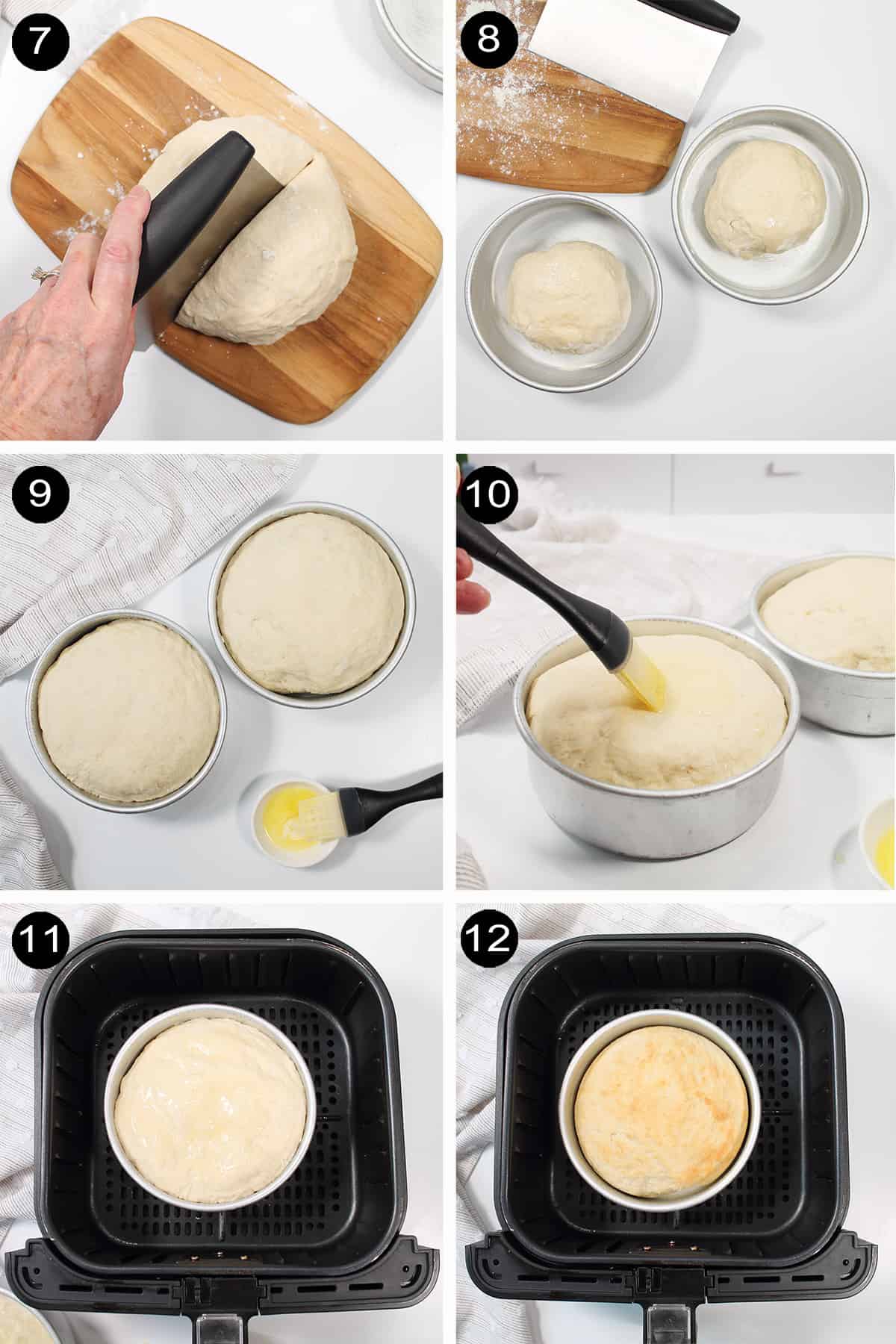 Finishing steps for air frying bread.