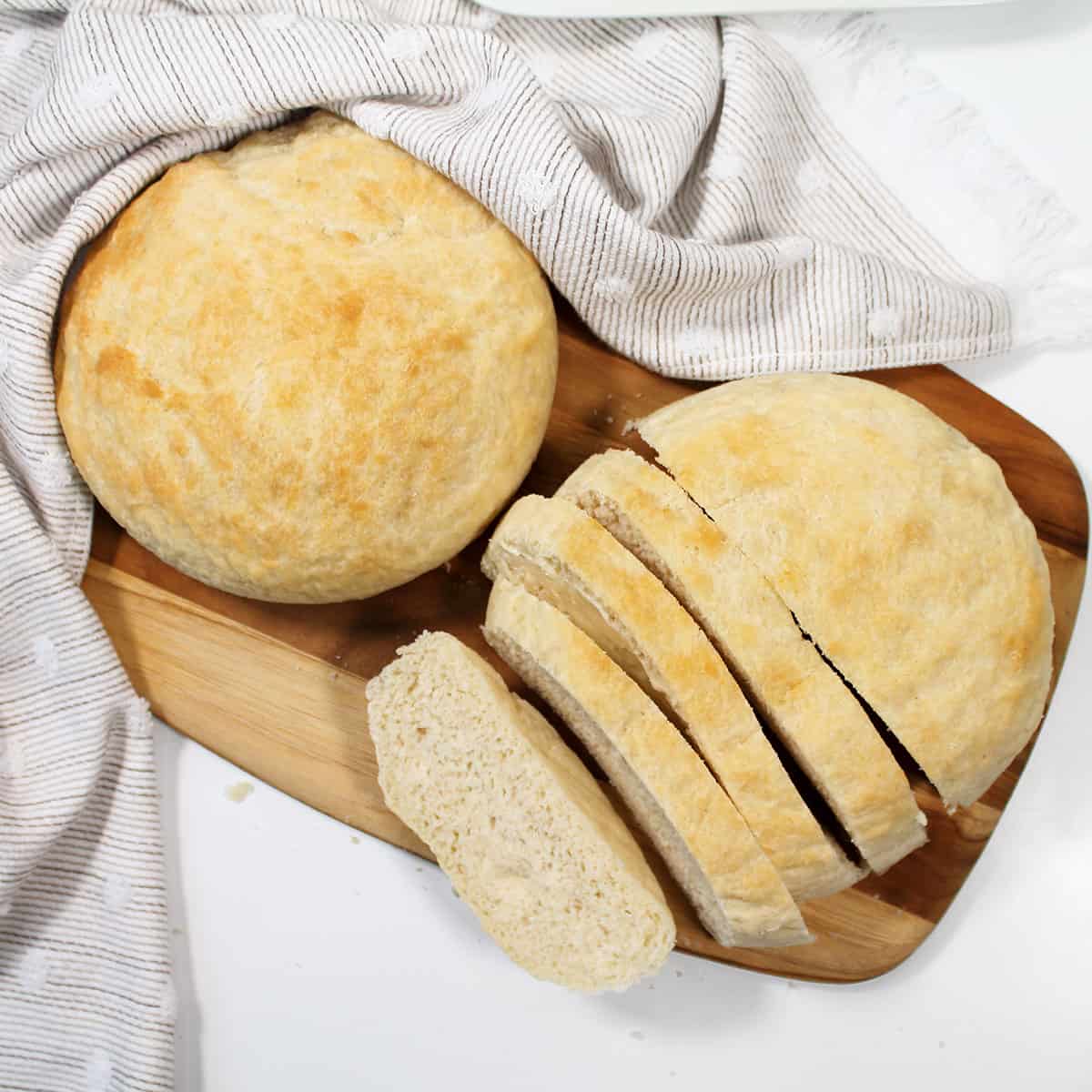 Overhead of whole load and sliced loaf.