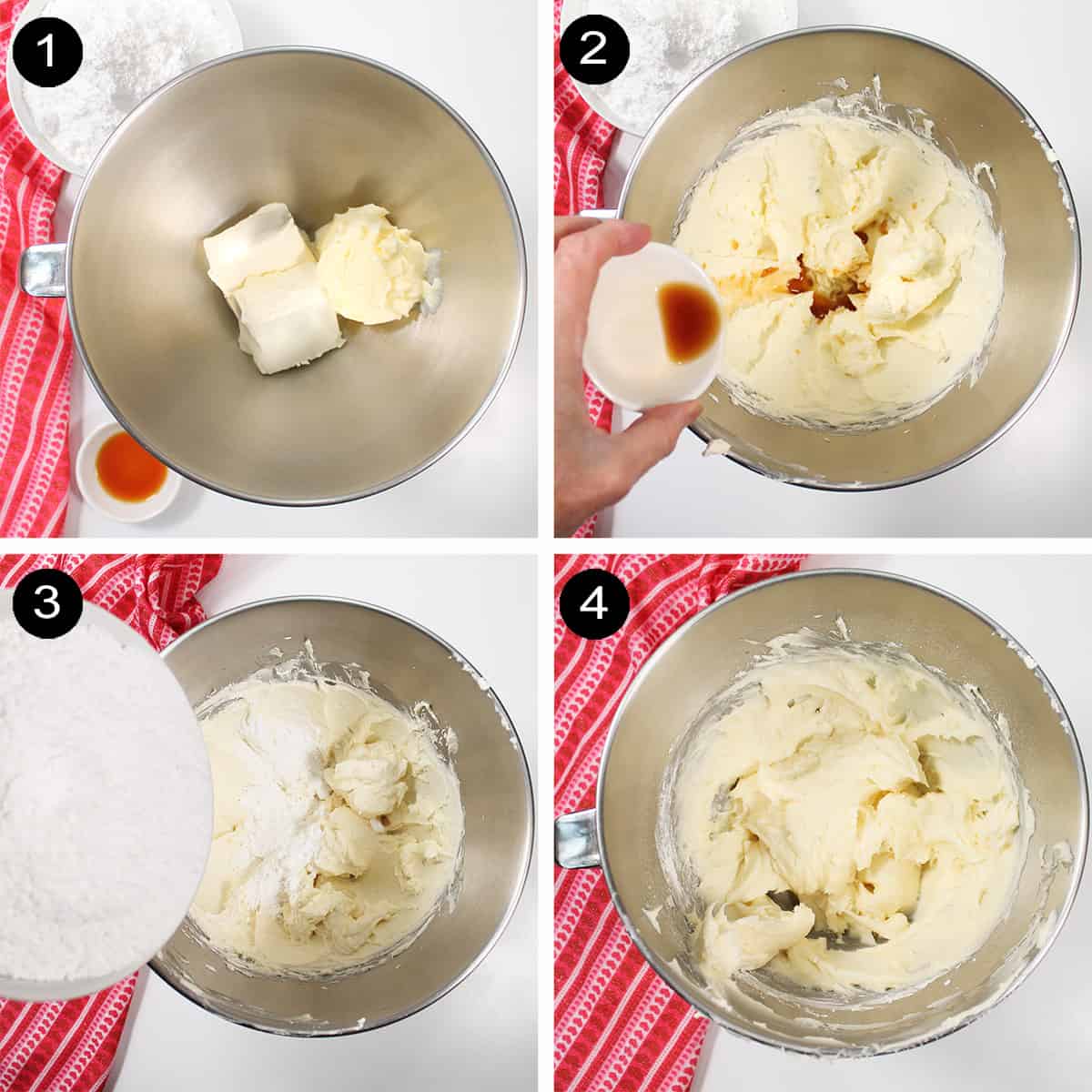 Steps to make cream cheese frosting.
