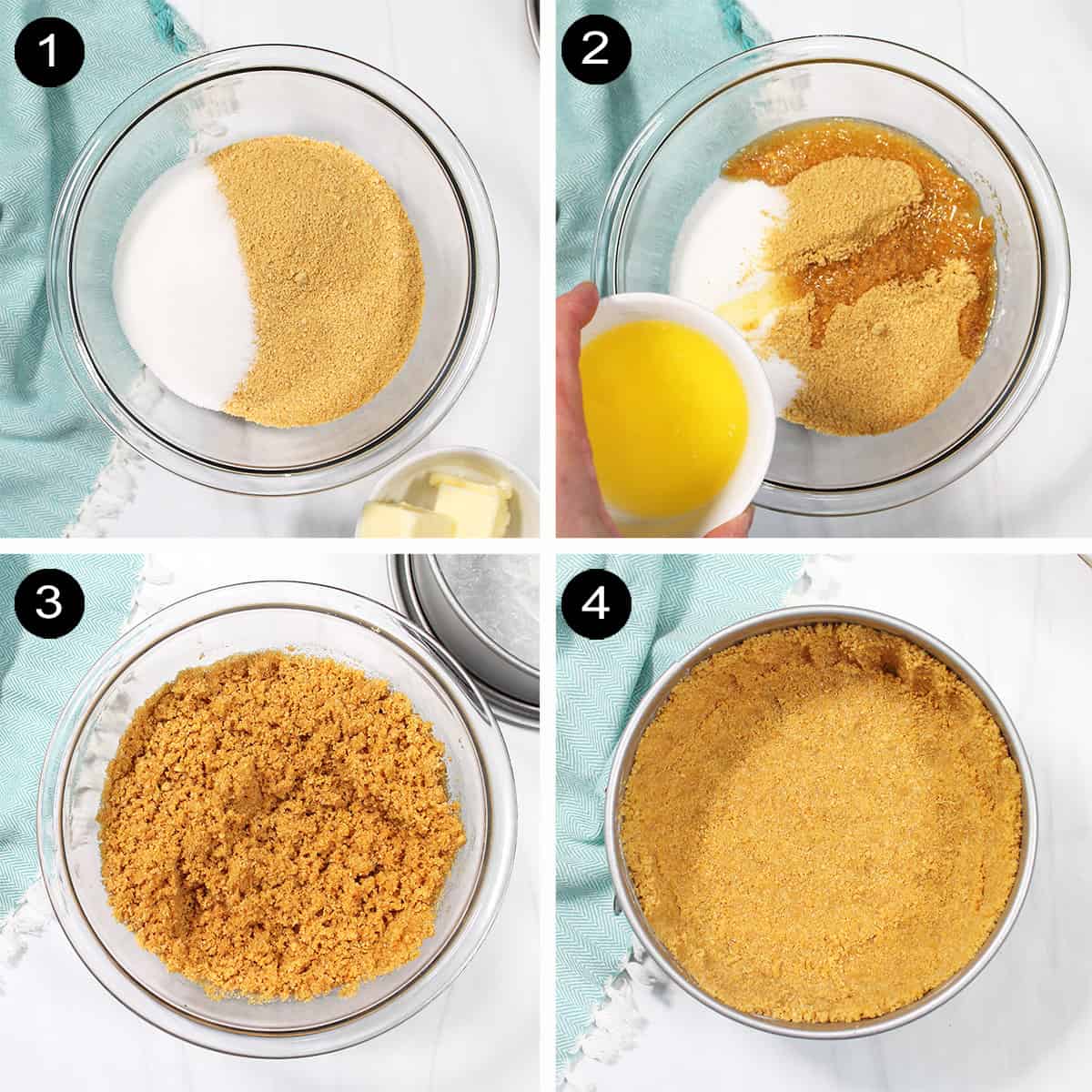 Steps to make graham cracker crust.
