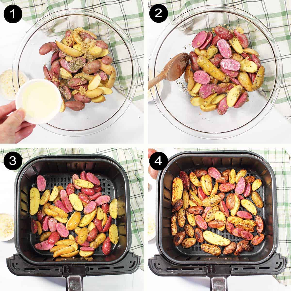 Steps to make crispy fingerling potatoes.