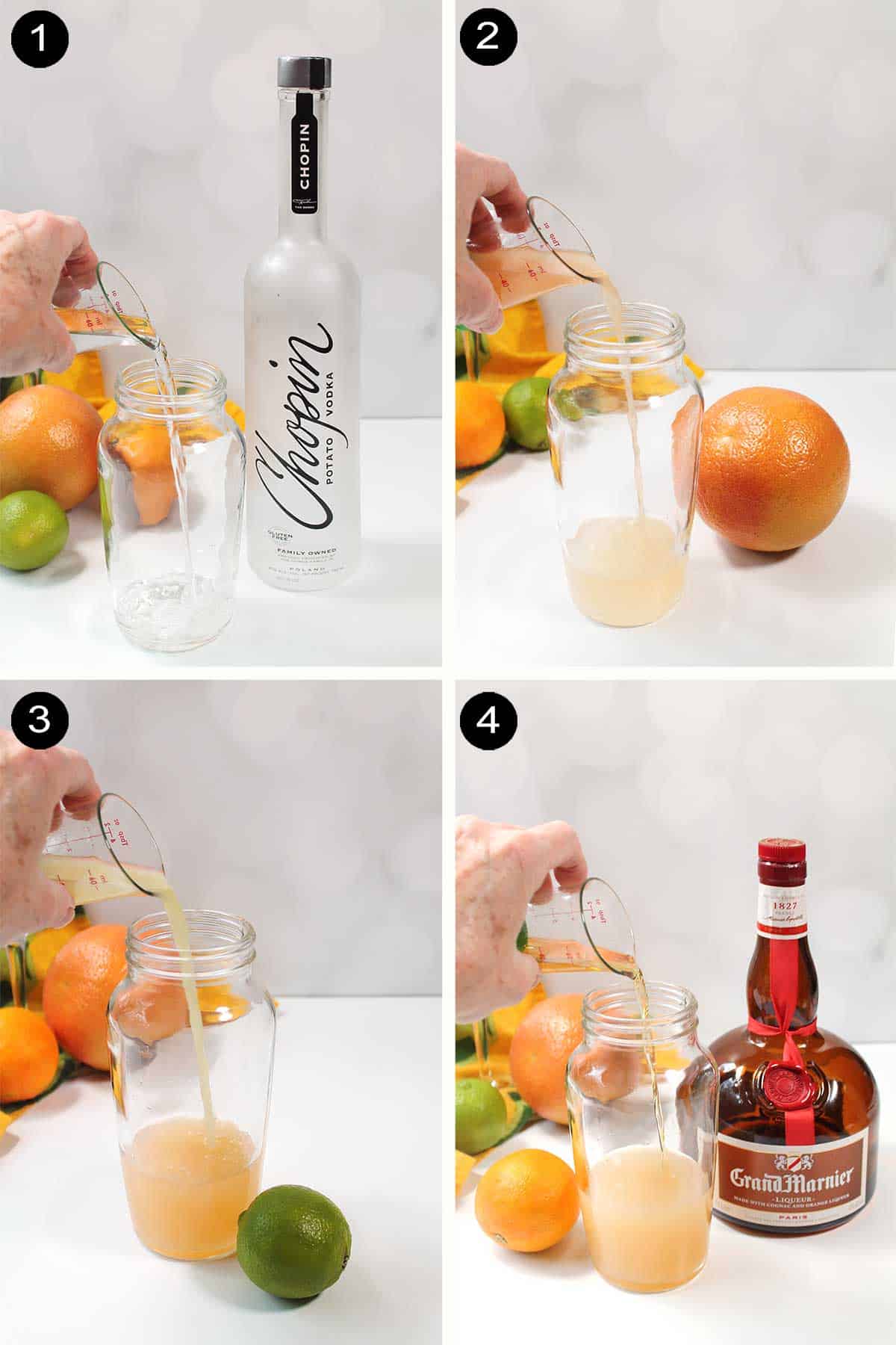 Steps to make cocktail.