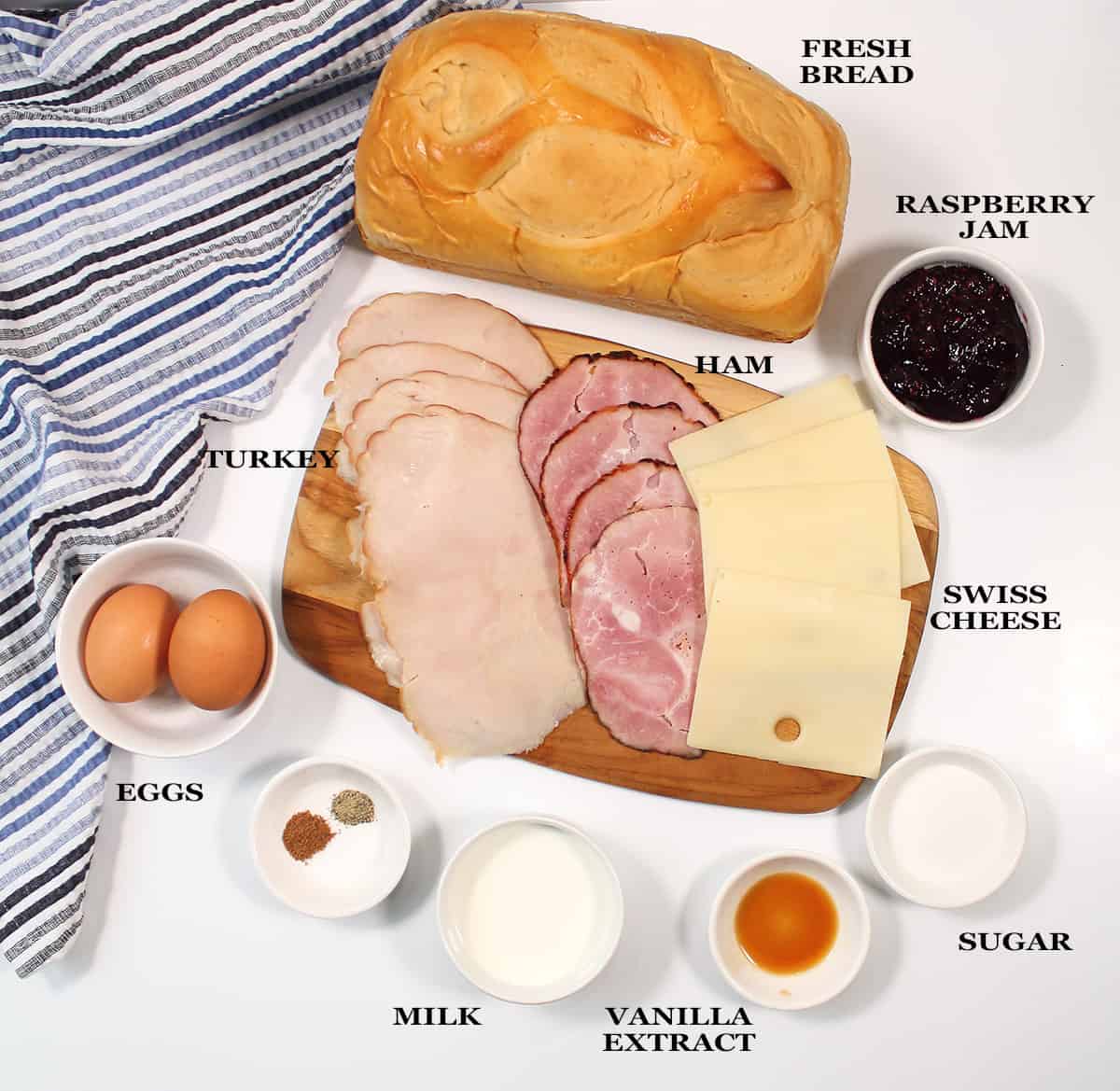 Ingredients for monte cristo.
