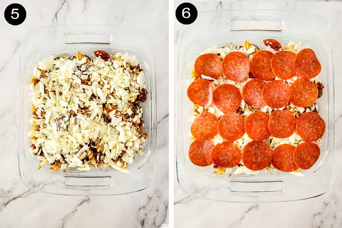 Steps to layer casserole.