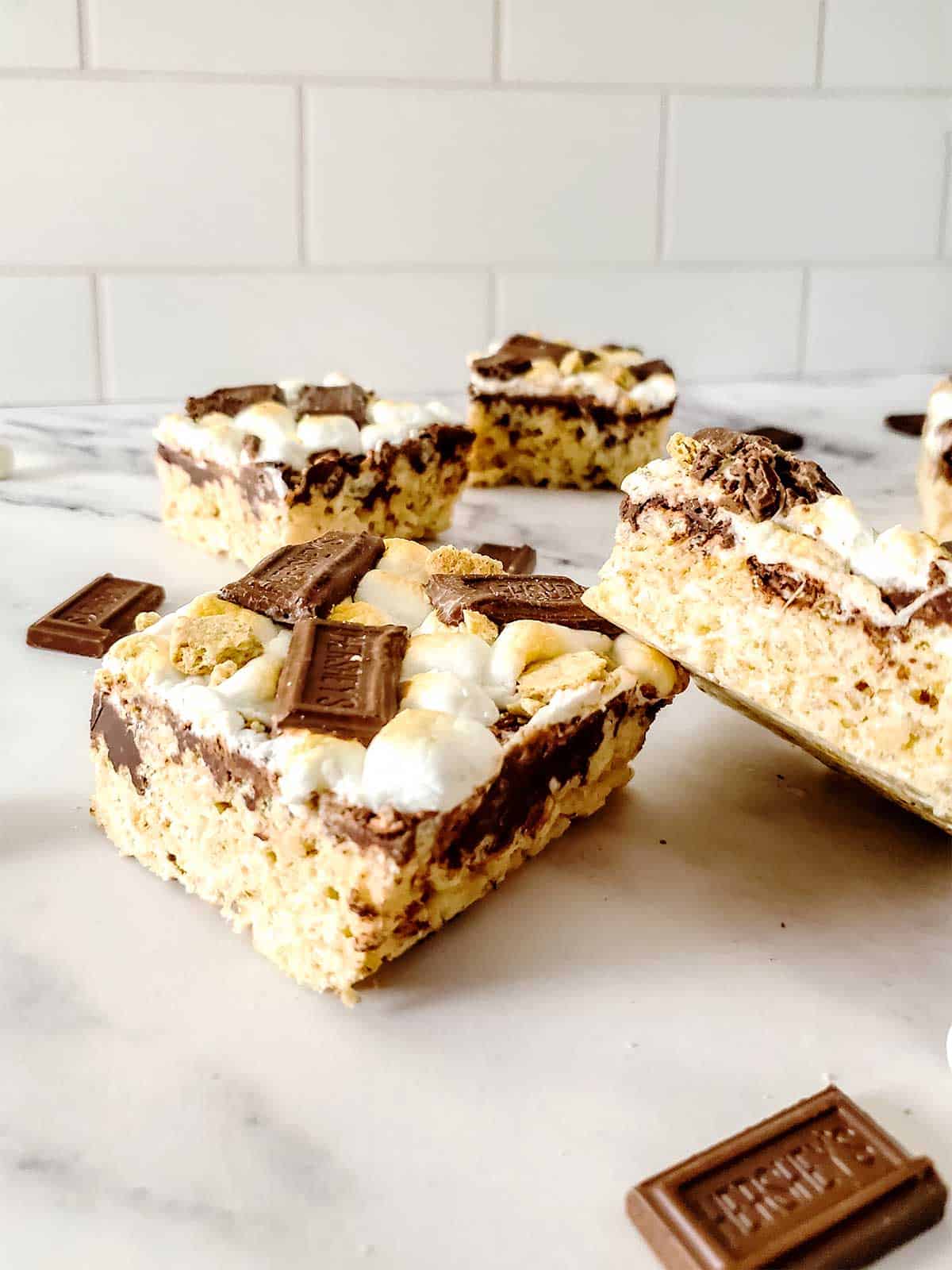 Closeup of finished s'mores bars.