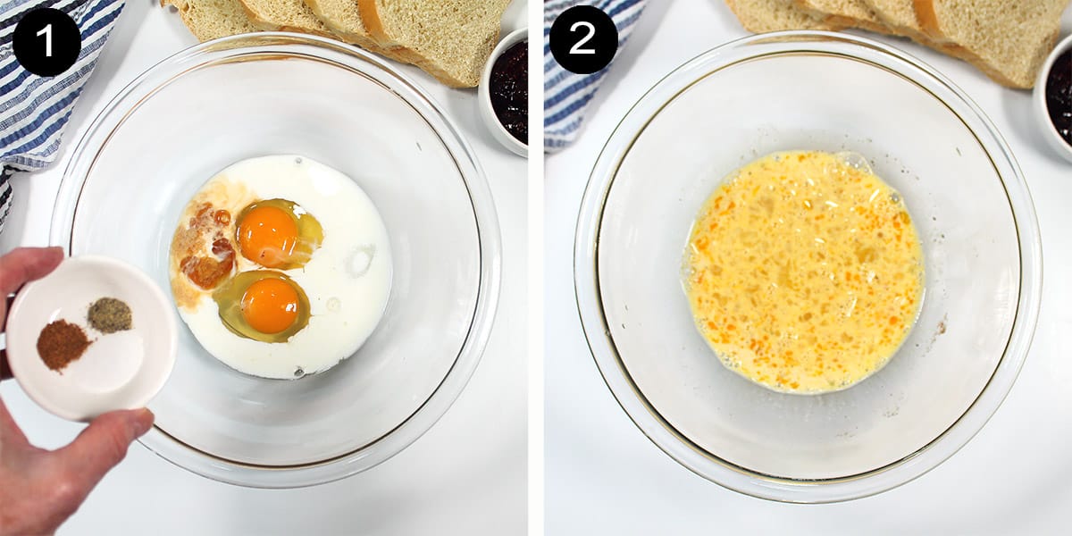 Steps to make batter for sandwich.