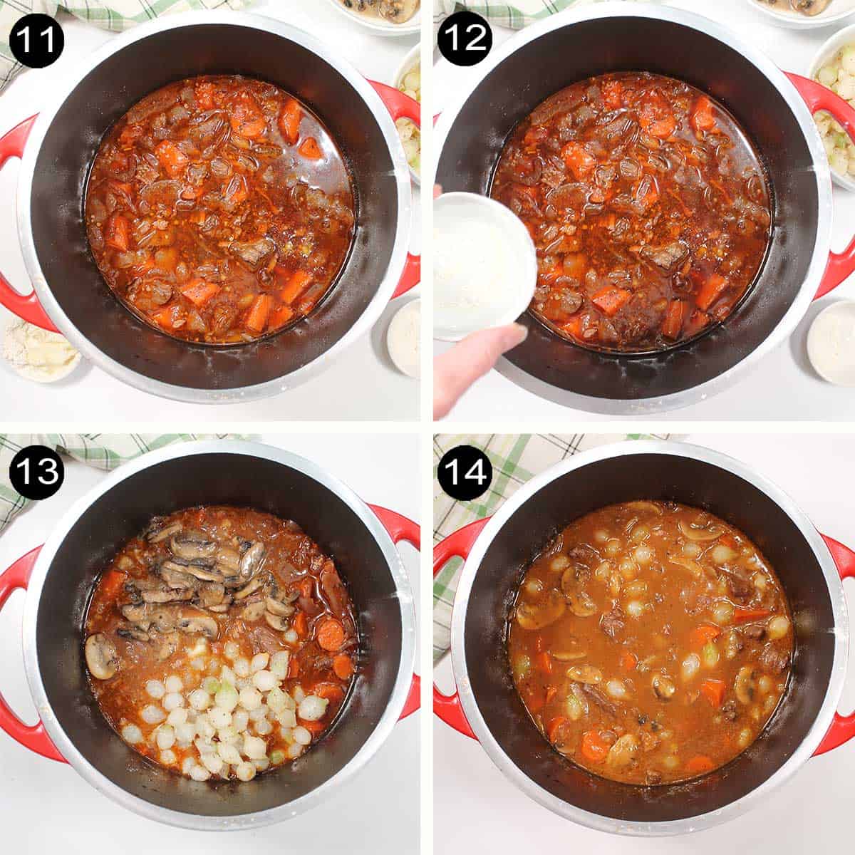 Steps 11-14 to finish stew.
