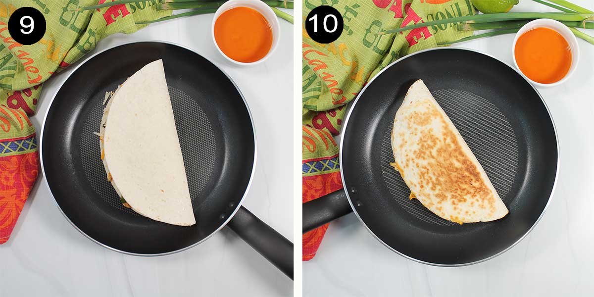 How to cook chicken quesadillas.