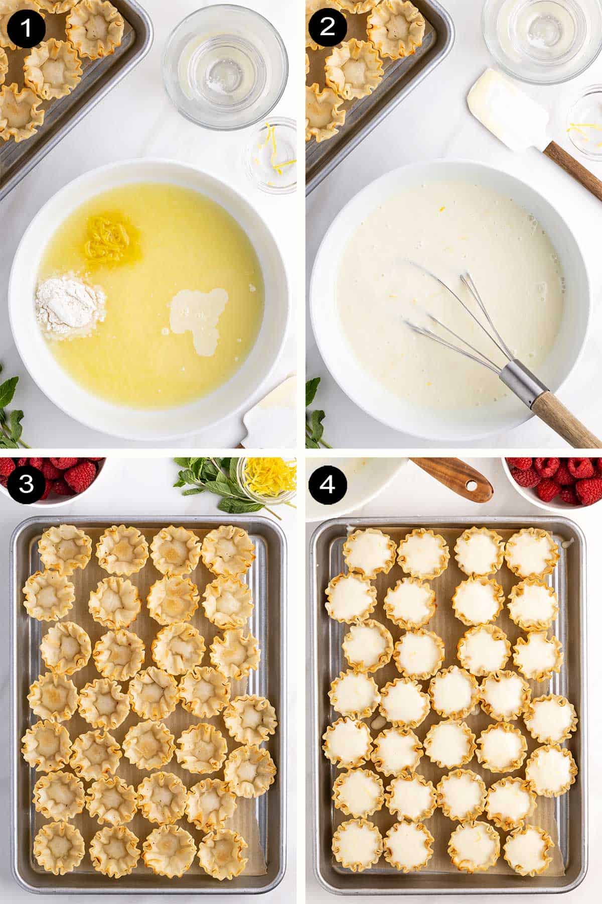 Prep steps to make lemon tartlets.