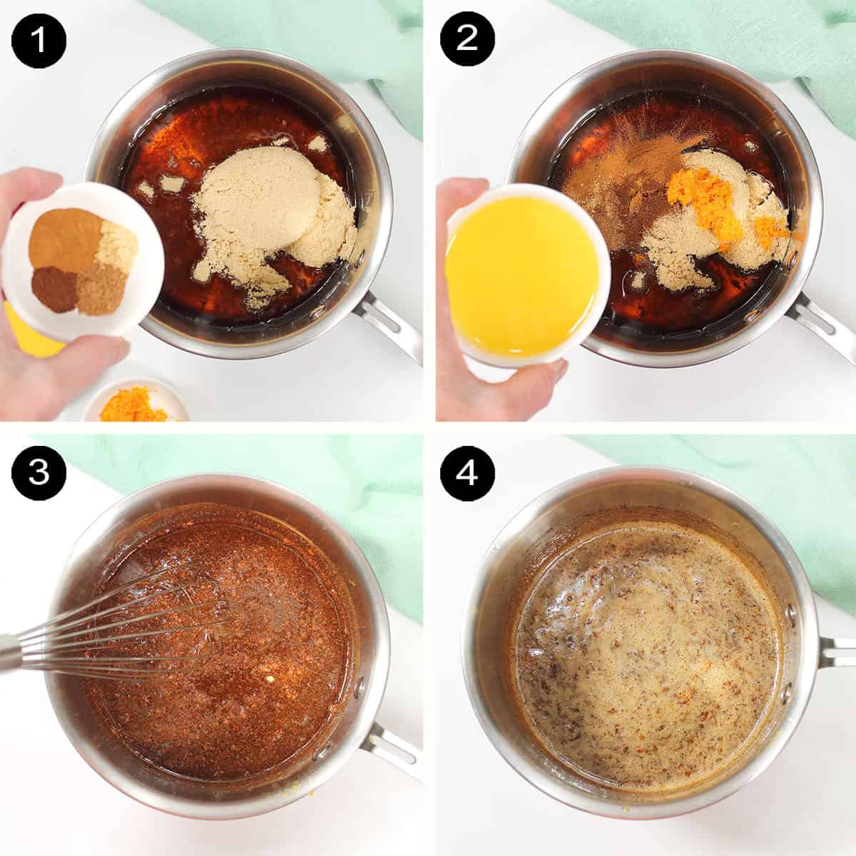 Steps to make maple brown sugar glaze.