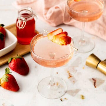 Strawberry Martinis with strawberry syrup.