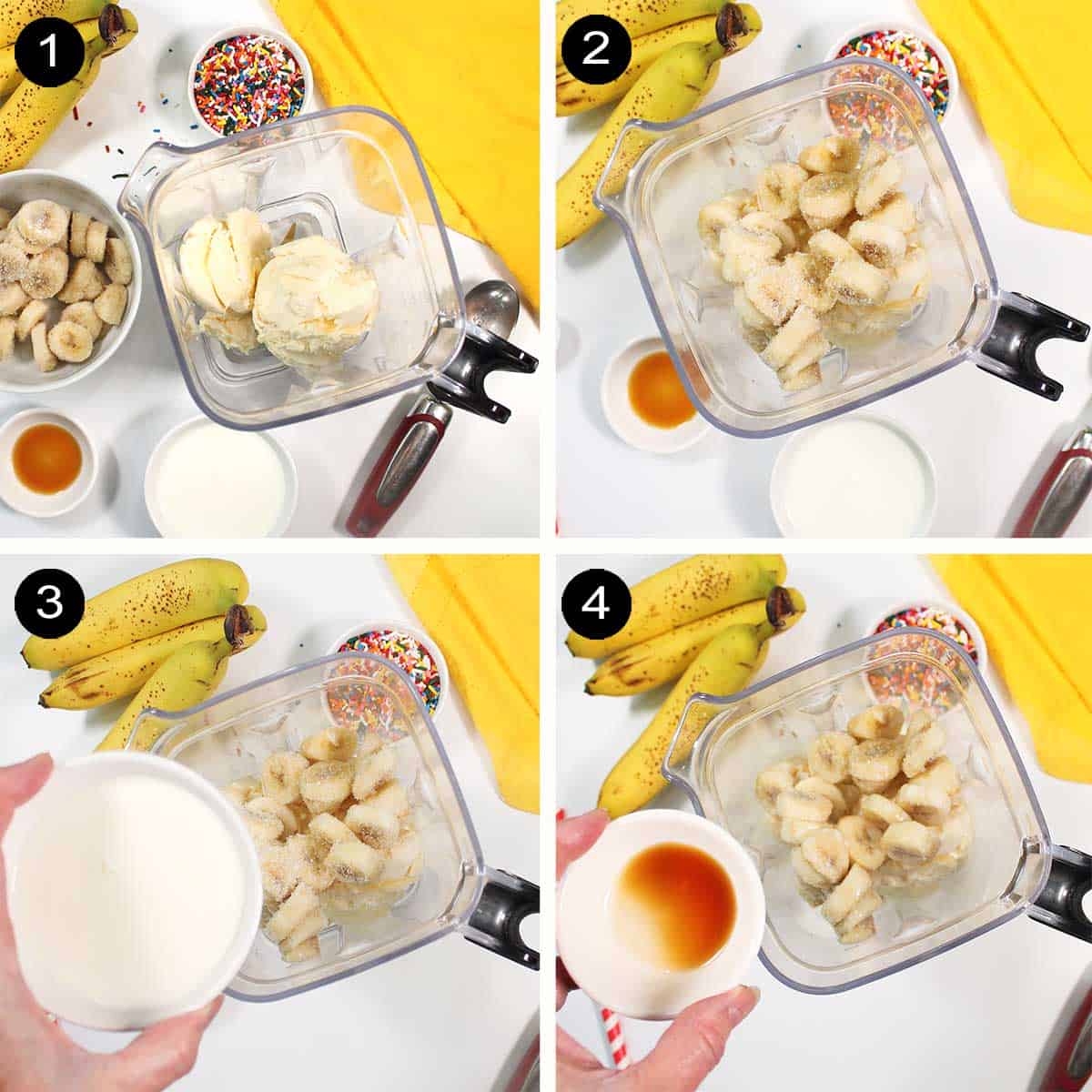 Steps to make milkshake recipe with banana.