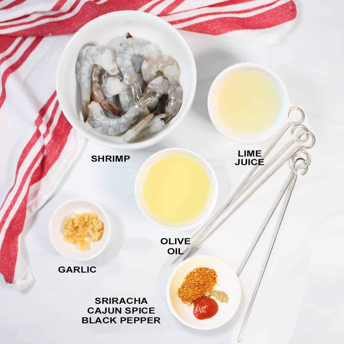 Cajun Grilled Shrimp ingredients.