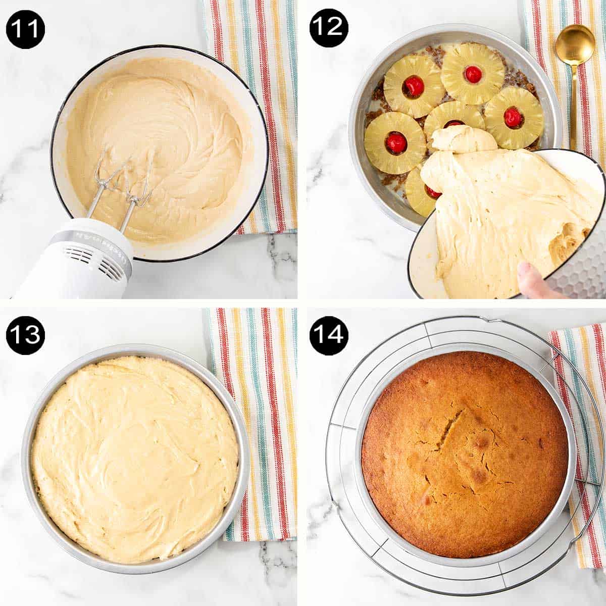 Finishing steps to make rum cake.