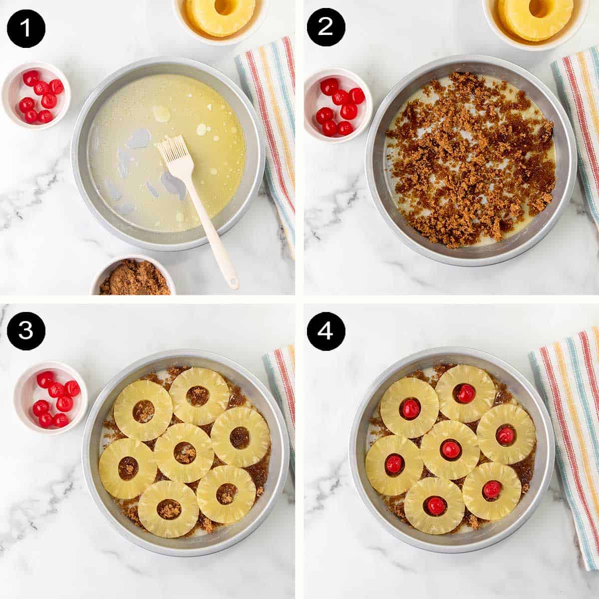 Steps to prepare pineapple layer.