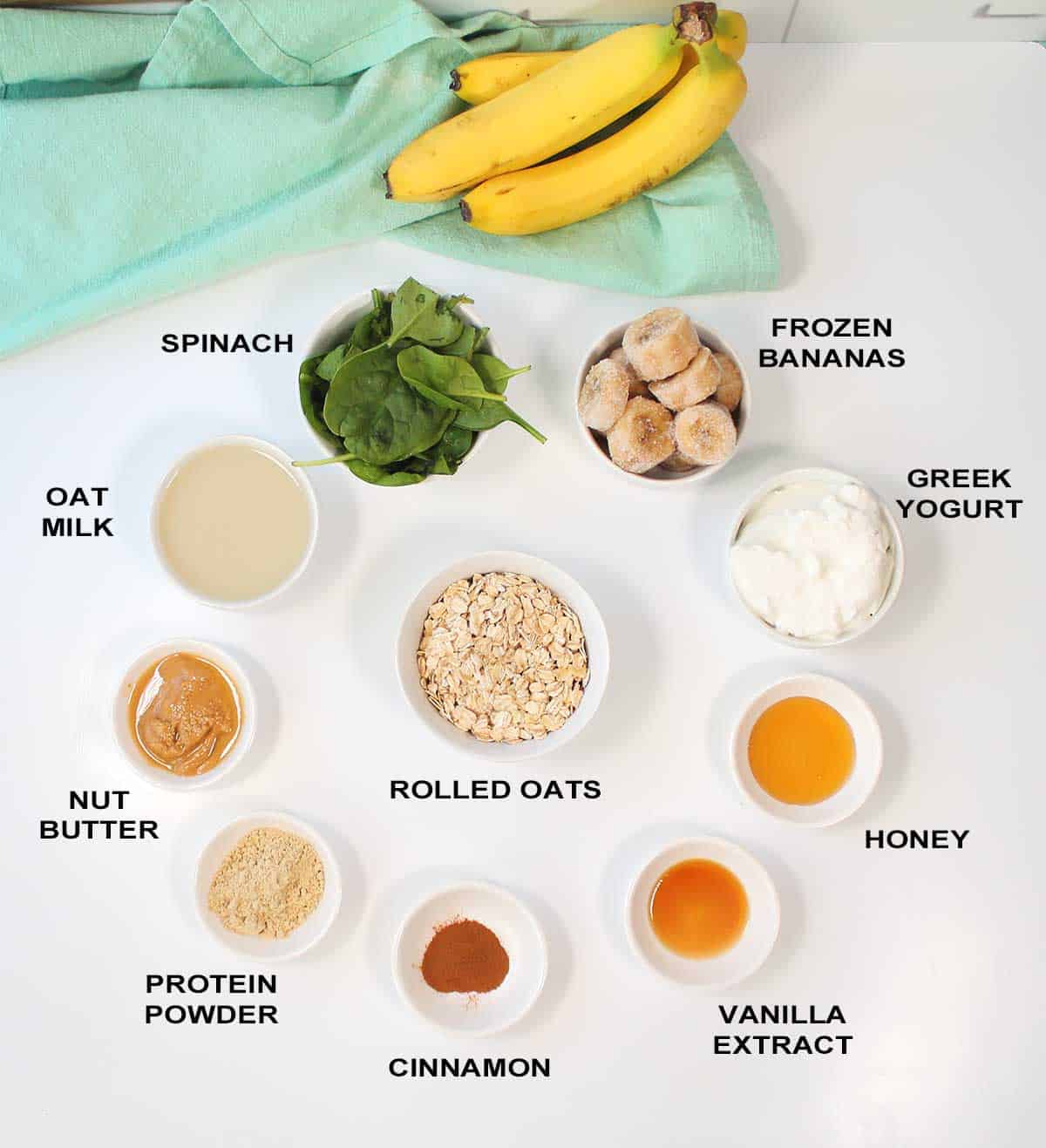 Banana smoothie ingredients.