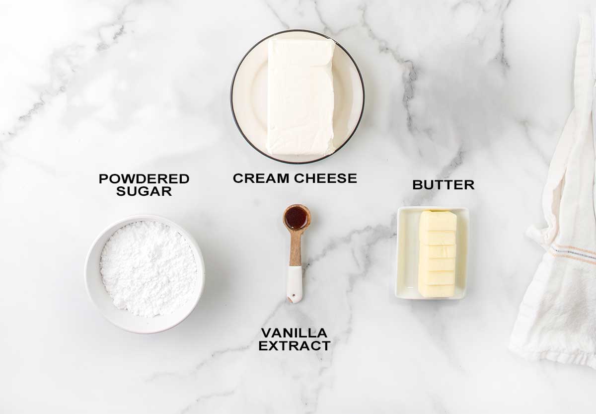 Cream cheese filling ingredients.