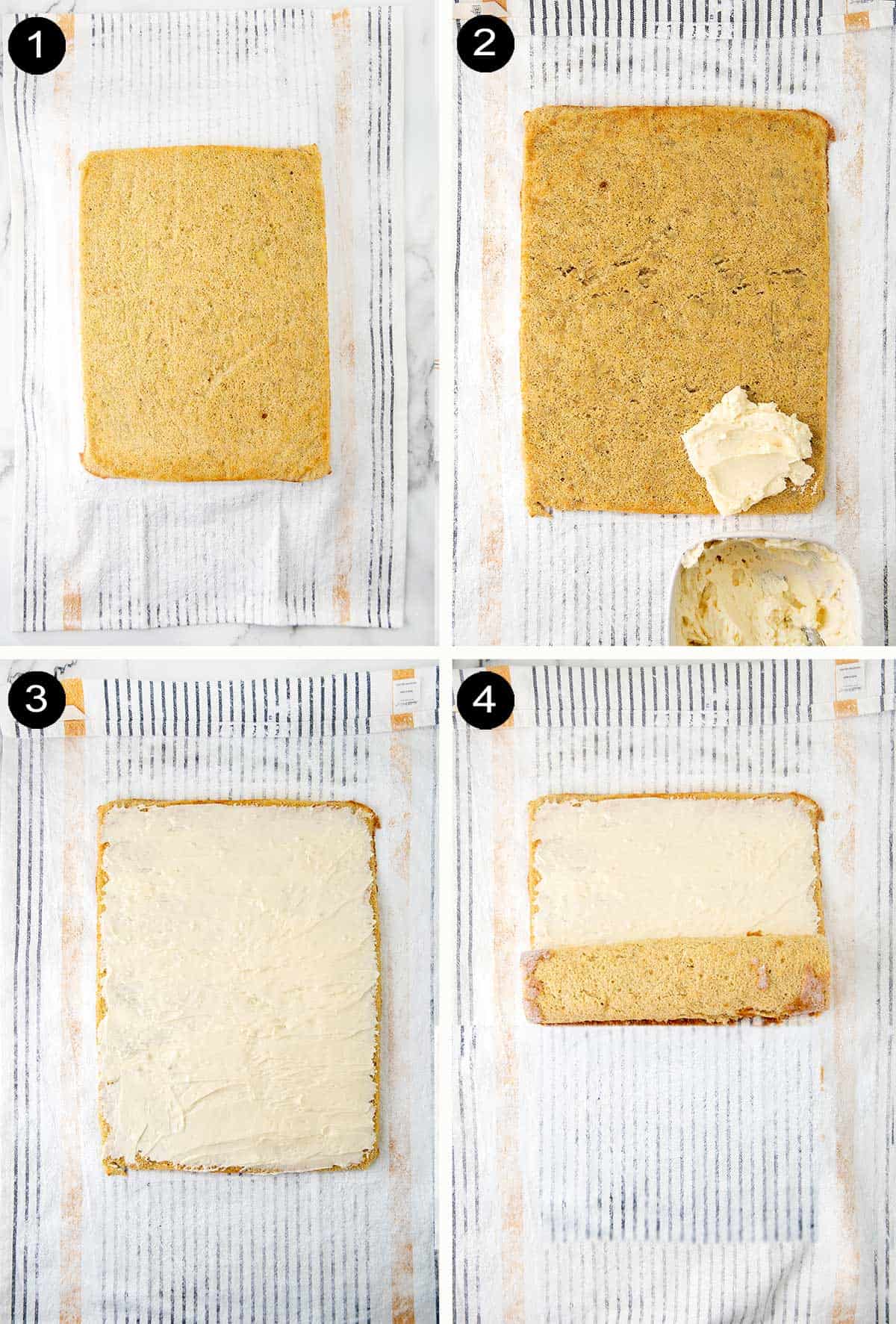 Rolling banana cake with filling.