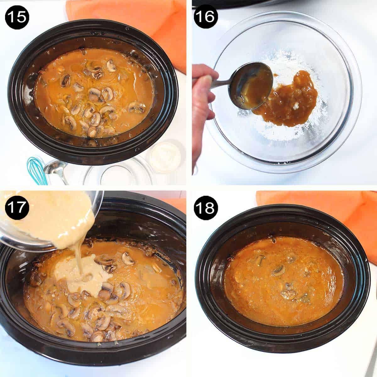 Finishing steps to thicken gravy.