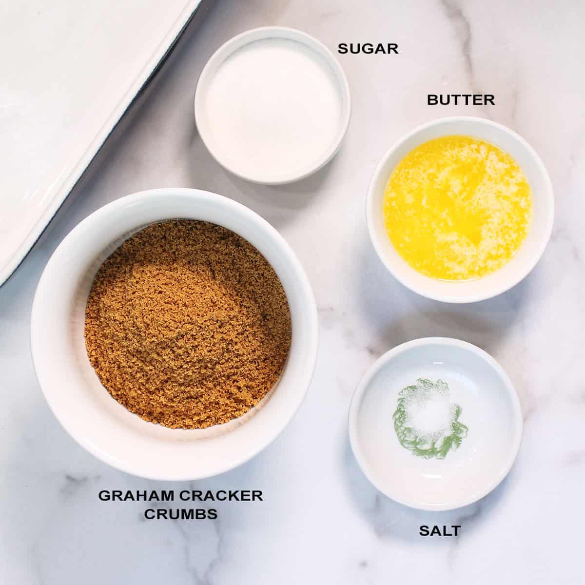 Ingredients for graham cracker crust.