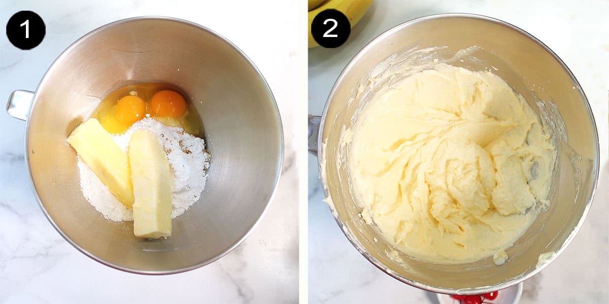 Steps to make custard filling.