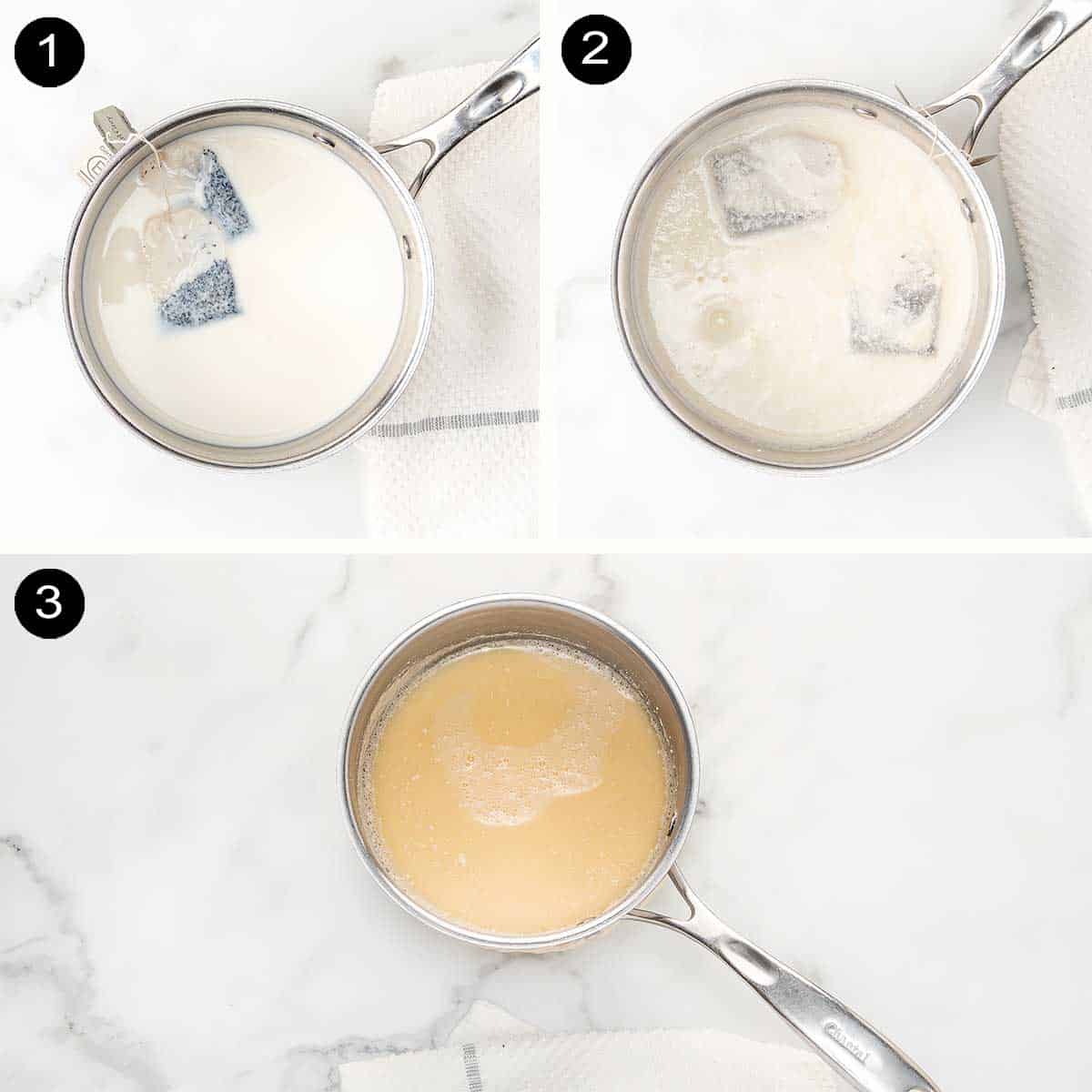 Steps to make earl grey tea milk.