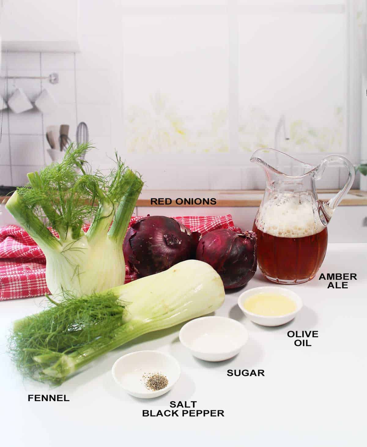 Ingredients for onion relish.