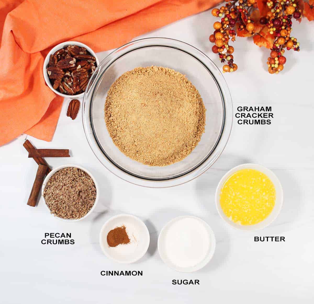 Graham cracker pecan crust ingredients.