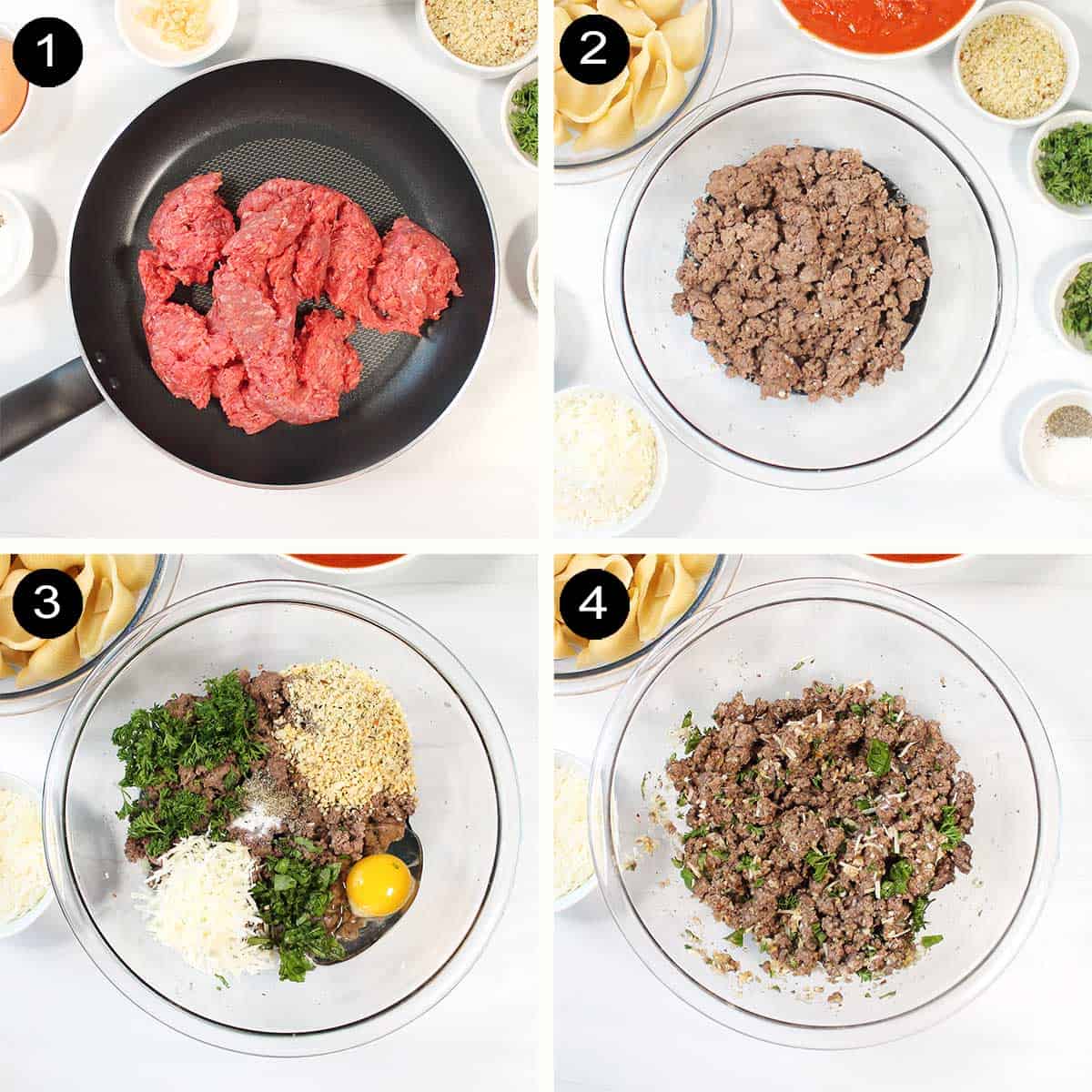 How to make meat filling for stuffed shells.