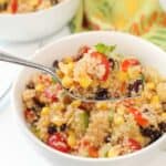 Forkful; of quinoa salad.