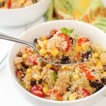 Forkful; of quinoa salad.