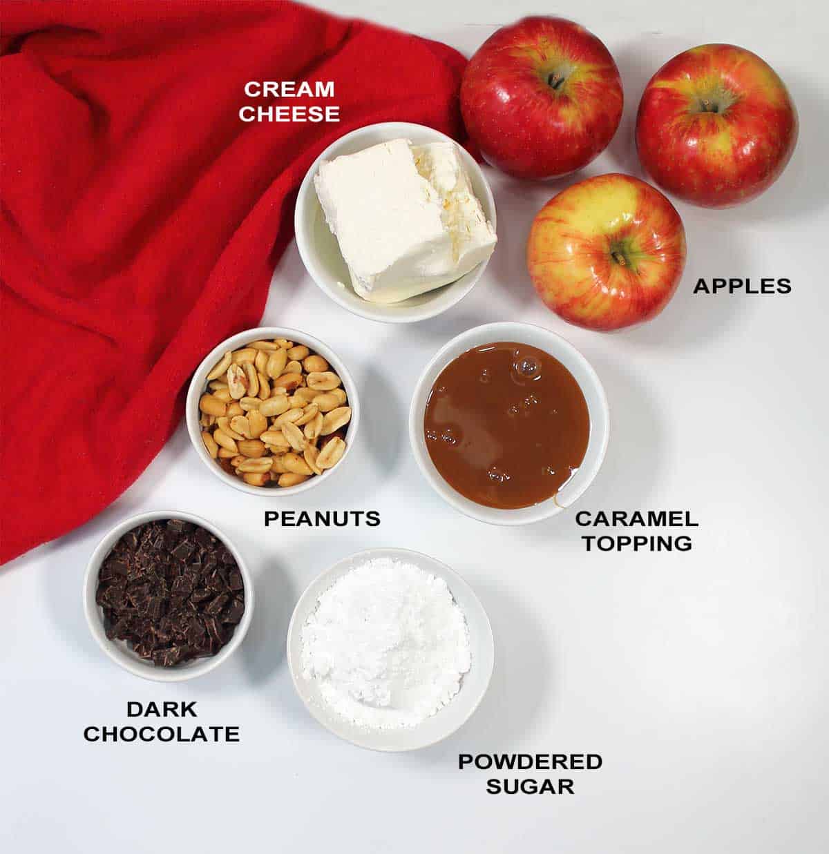 Caramel Apple Cheese Ball ingredients.