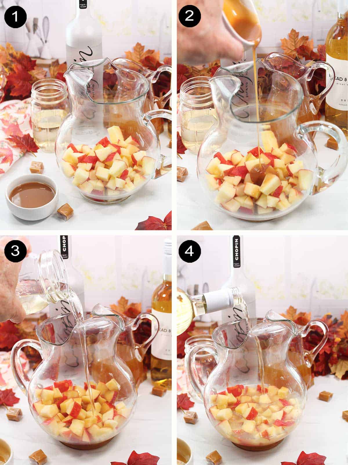 Steps to make autumn sangria.