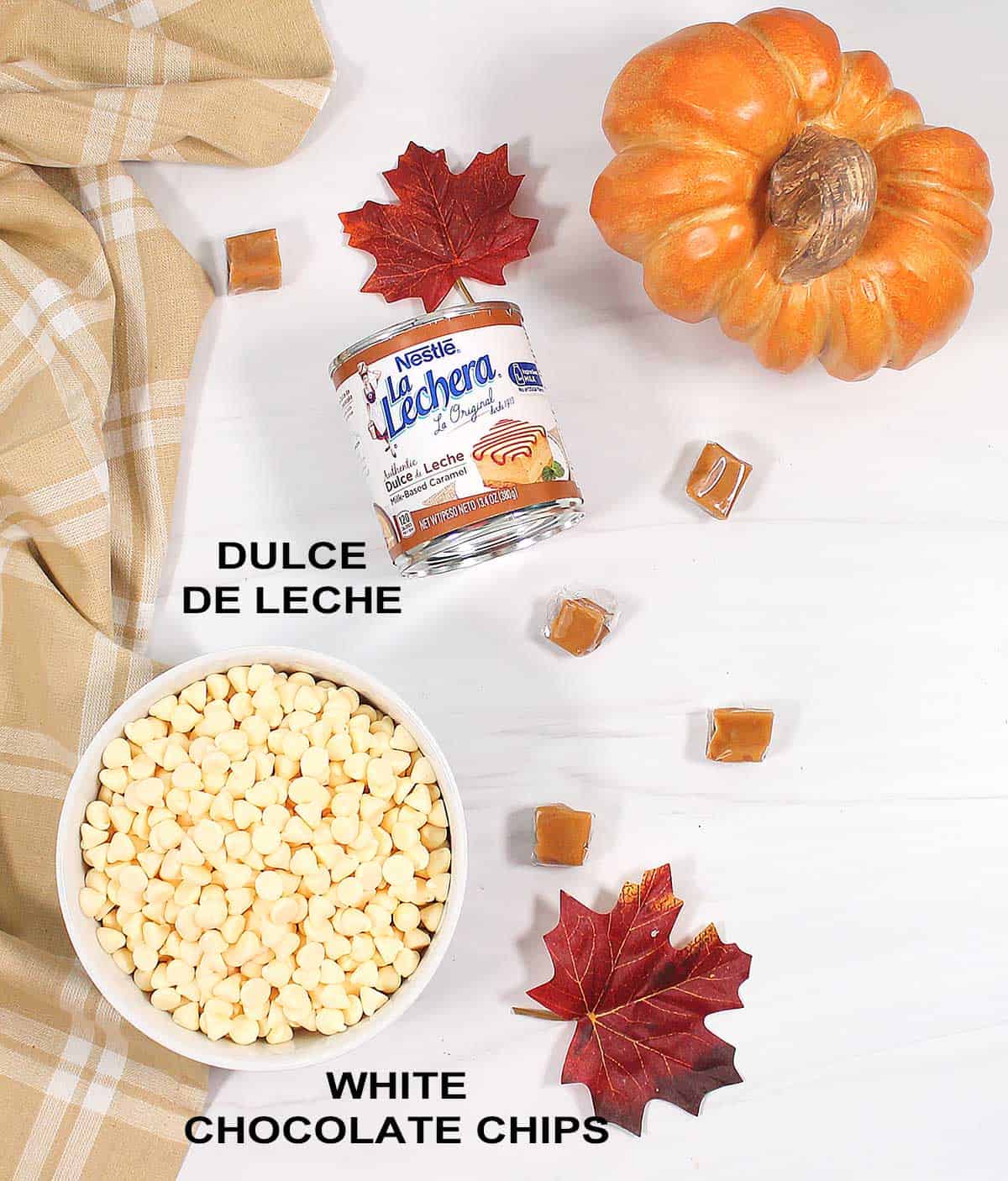 Two ingredients on table for caramel fudge.