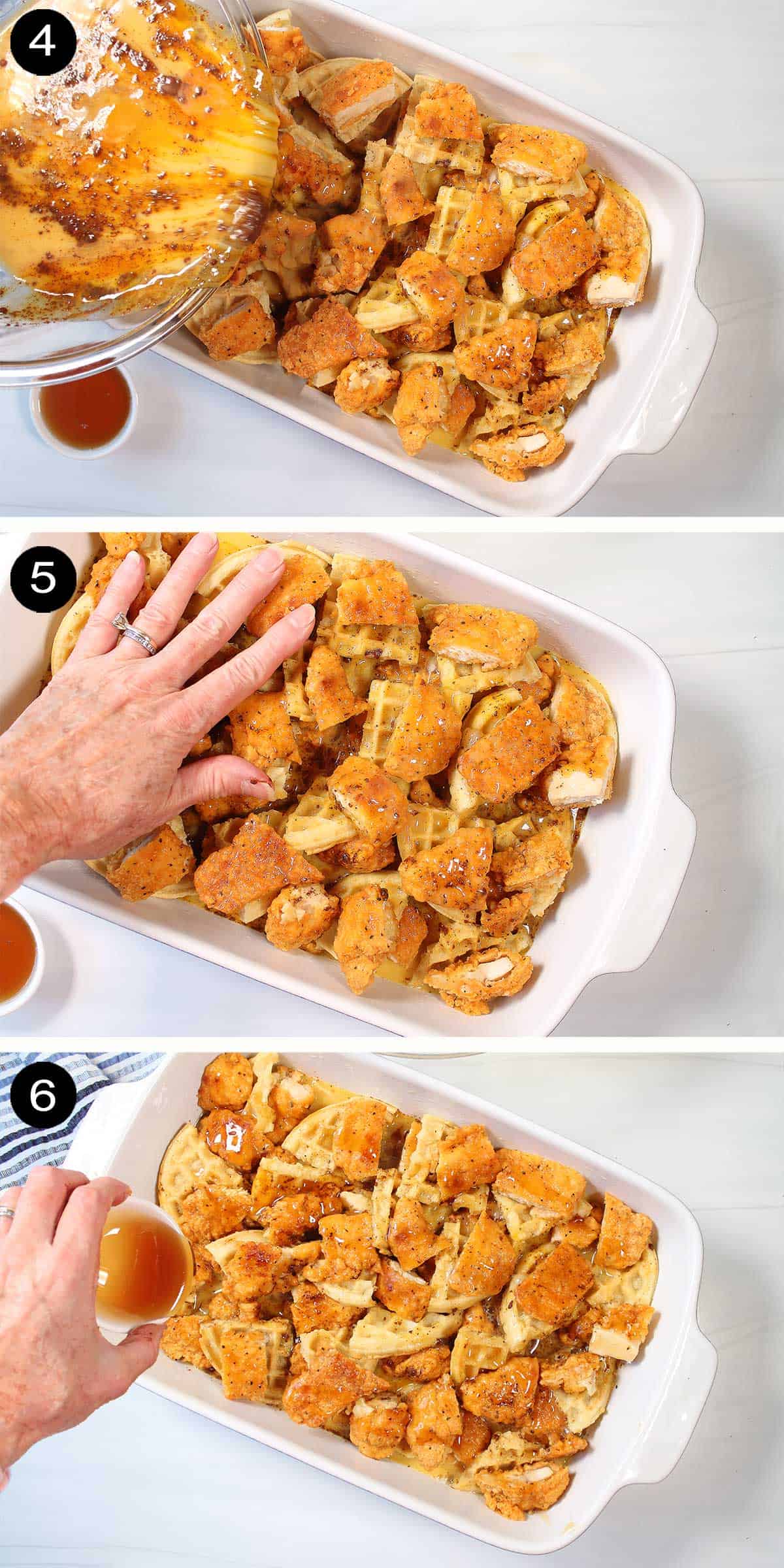 Steps to finish chicken and waffles recipe.