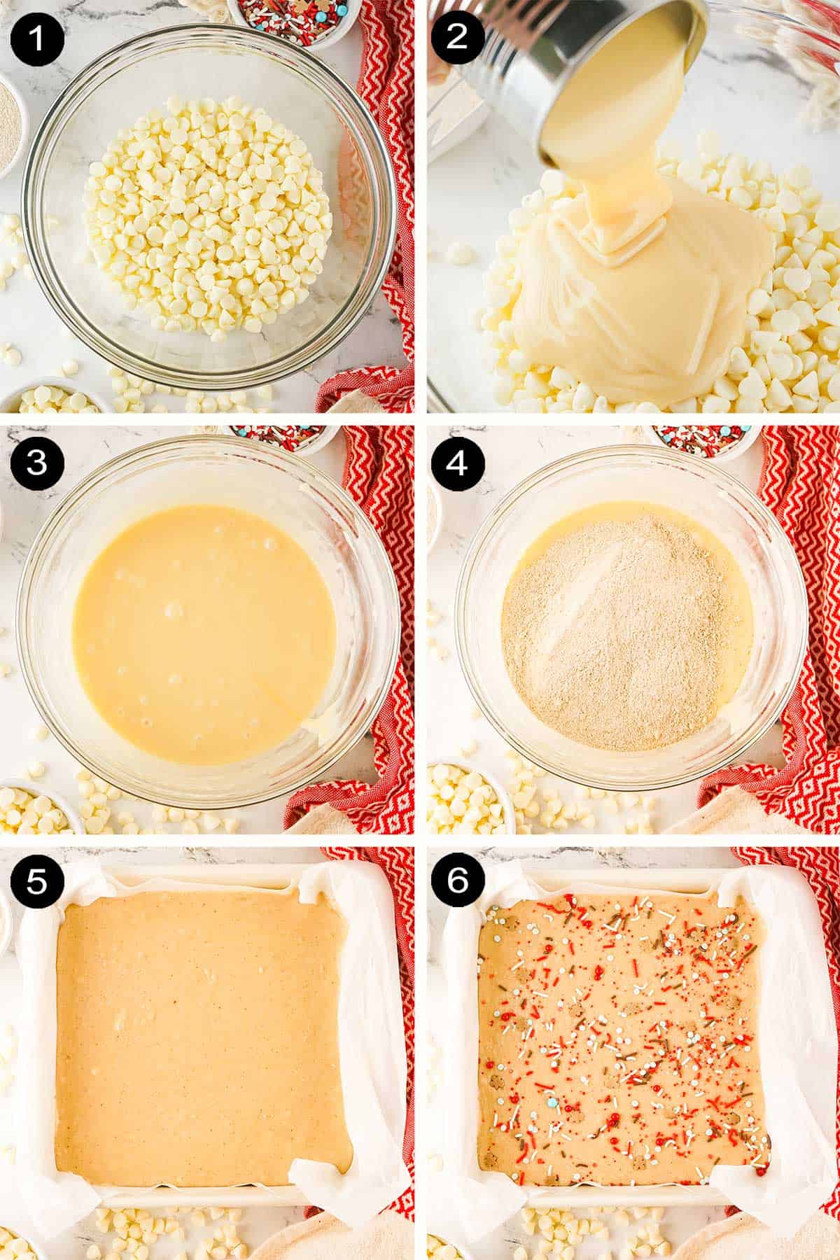 Prep steps to make gingerbread fudge.