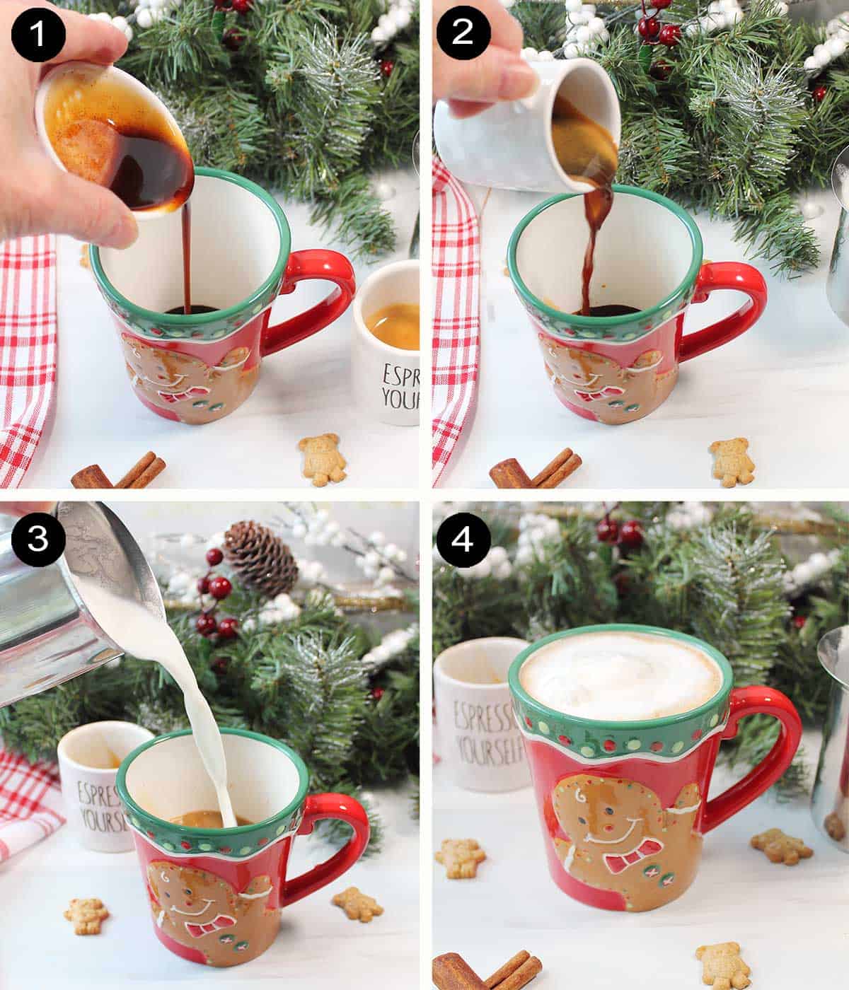 Steps to make Christmas latte.