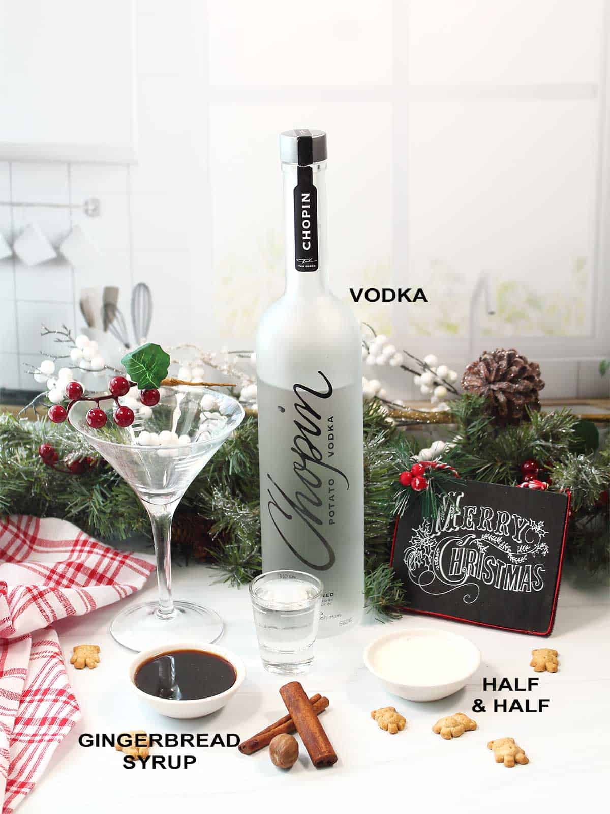 Gingerbread Martini ingredients.