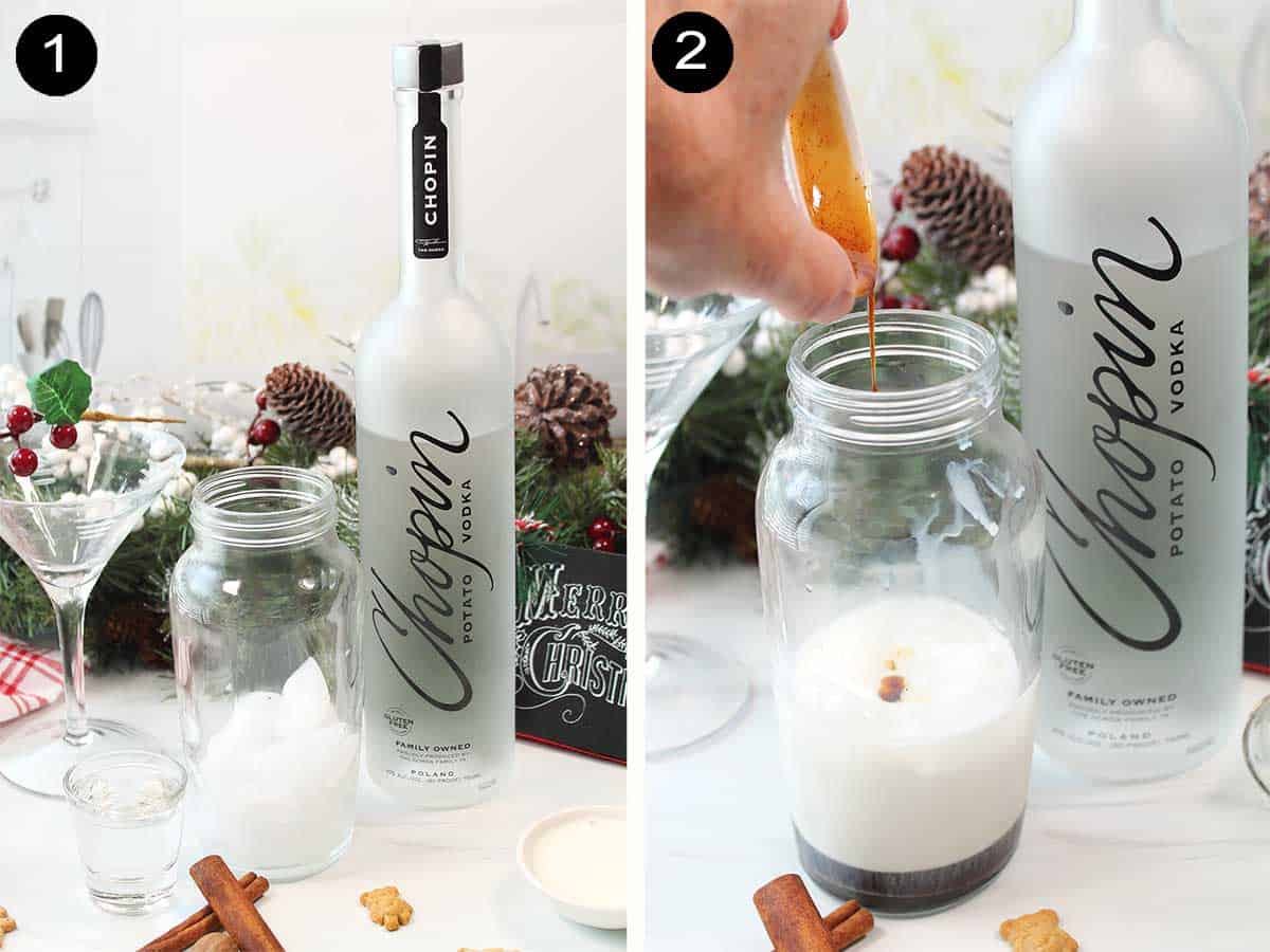 Mixing gingerbread cocktail.